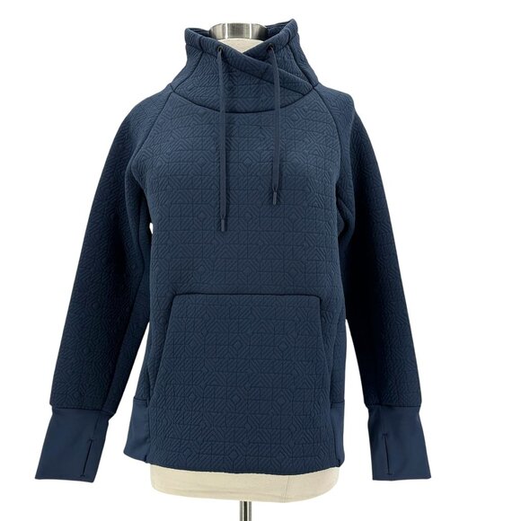 Athleta Tops - Athleta Jacquard Elevation Quilted Pullover Navy Blue Sweatshirt Womens Medium